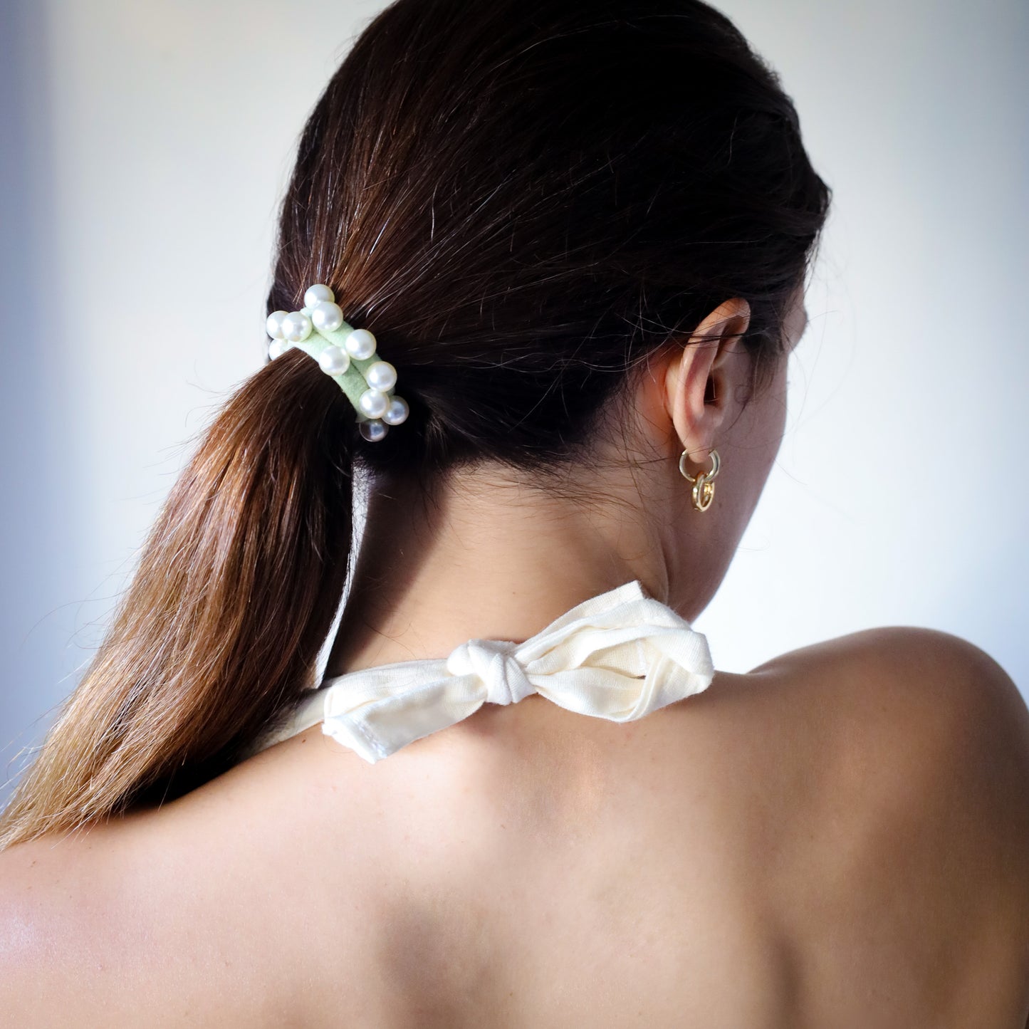 Eucalyptus Green Pearl Hair Tie