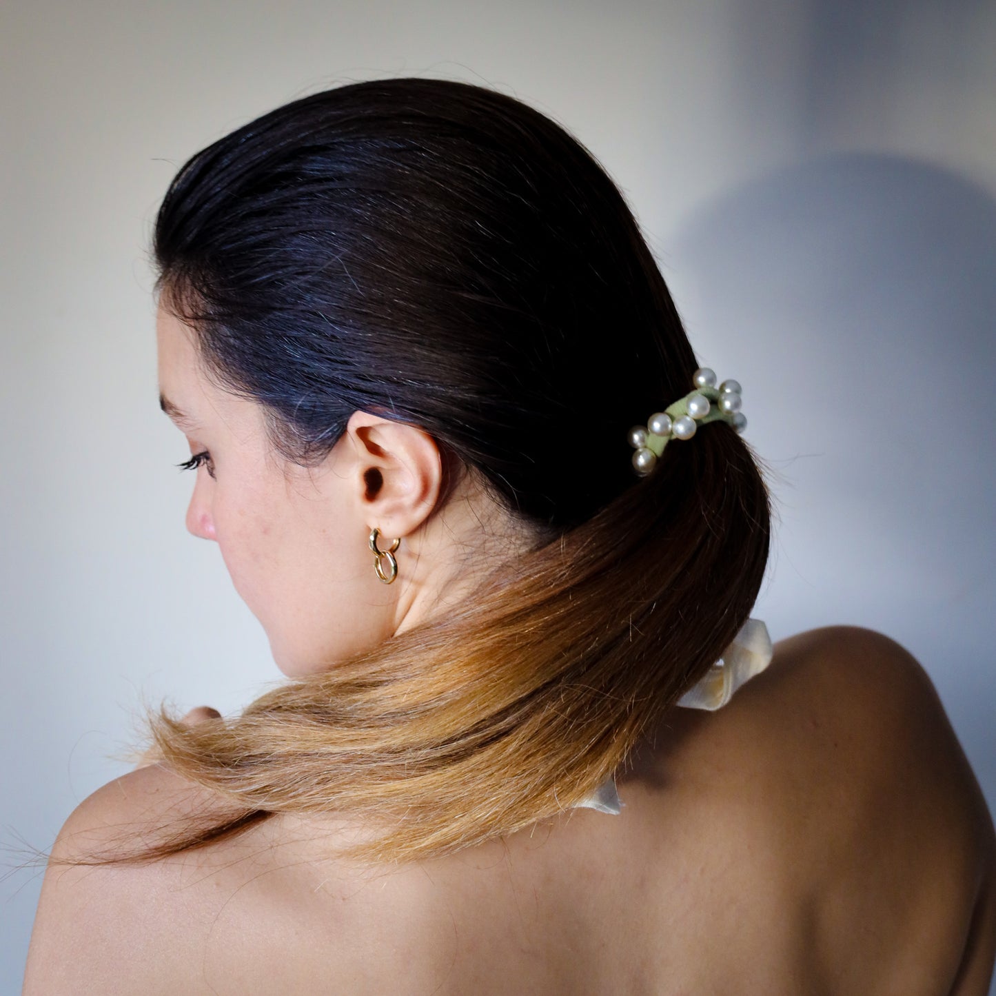 Eucalyptus Green Pearl Hair Tie