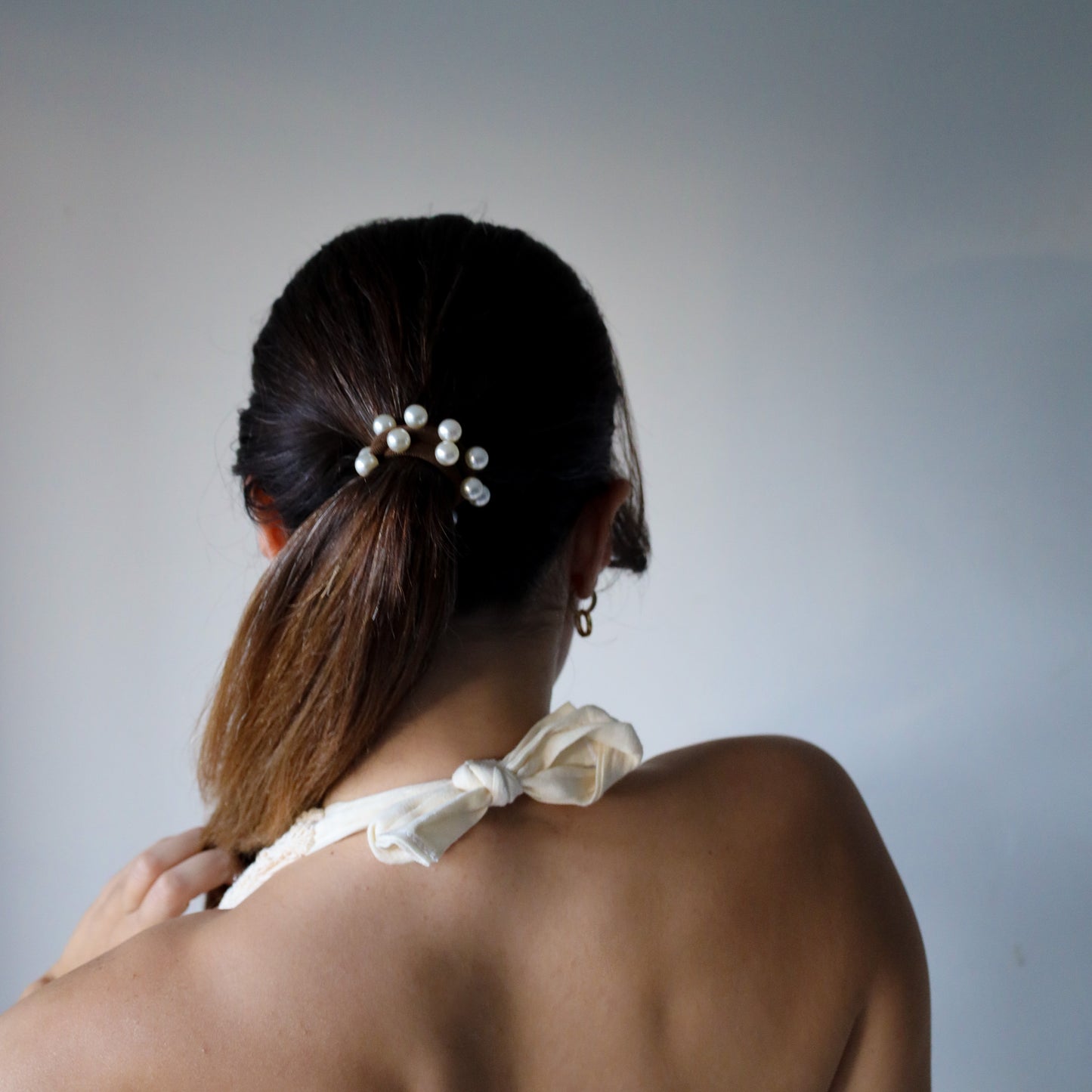 Driftwood Chocolate Brown Pearl Hair Tie