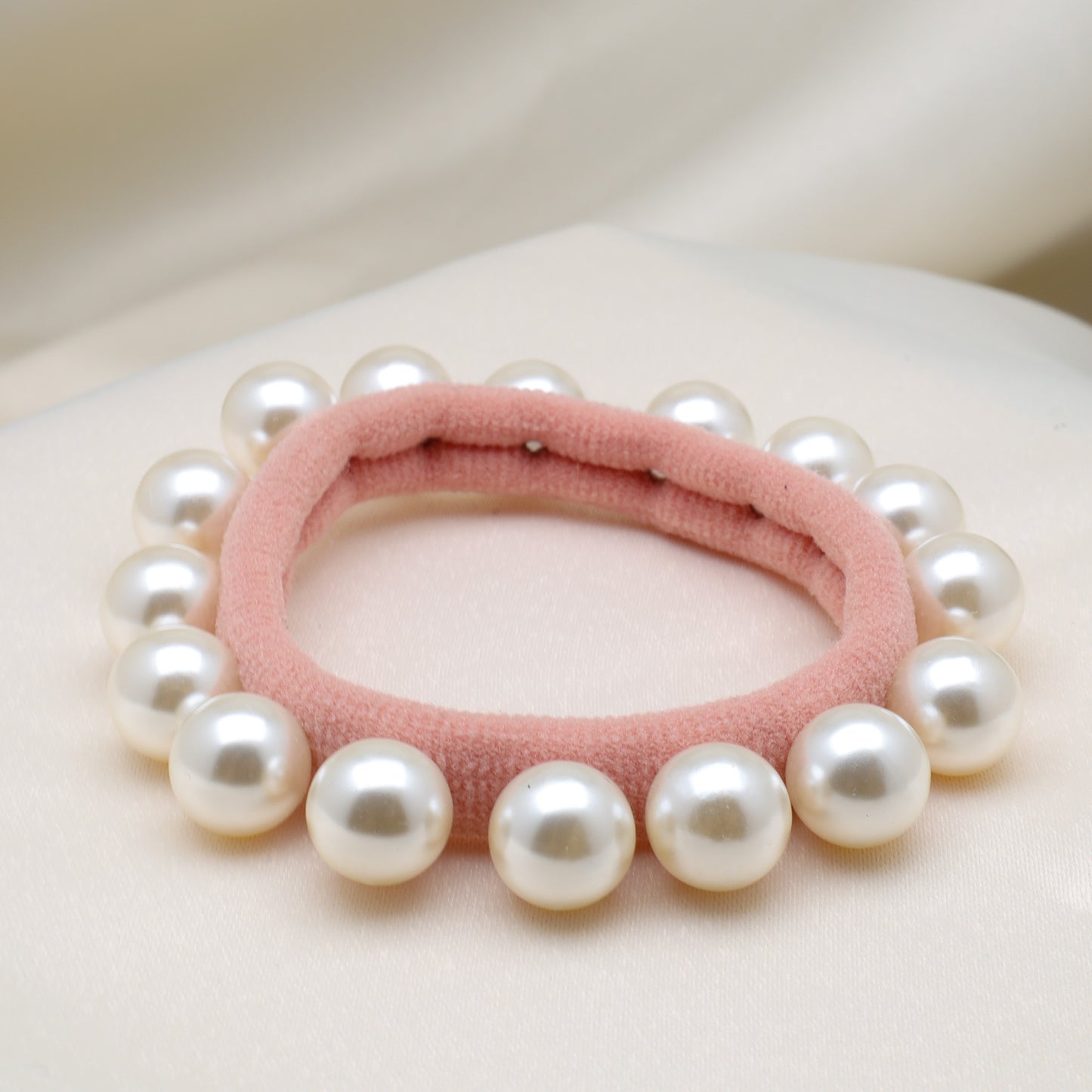 Sunset Blush Pink Pearl Hair Tie