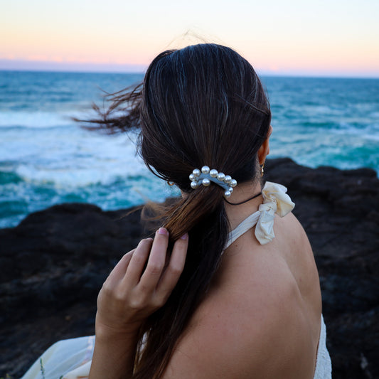 Storm Blue Pearl Hair Tie