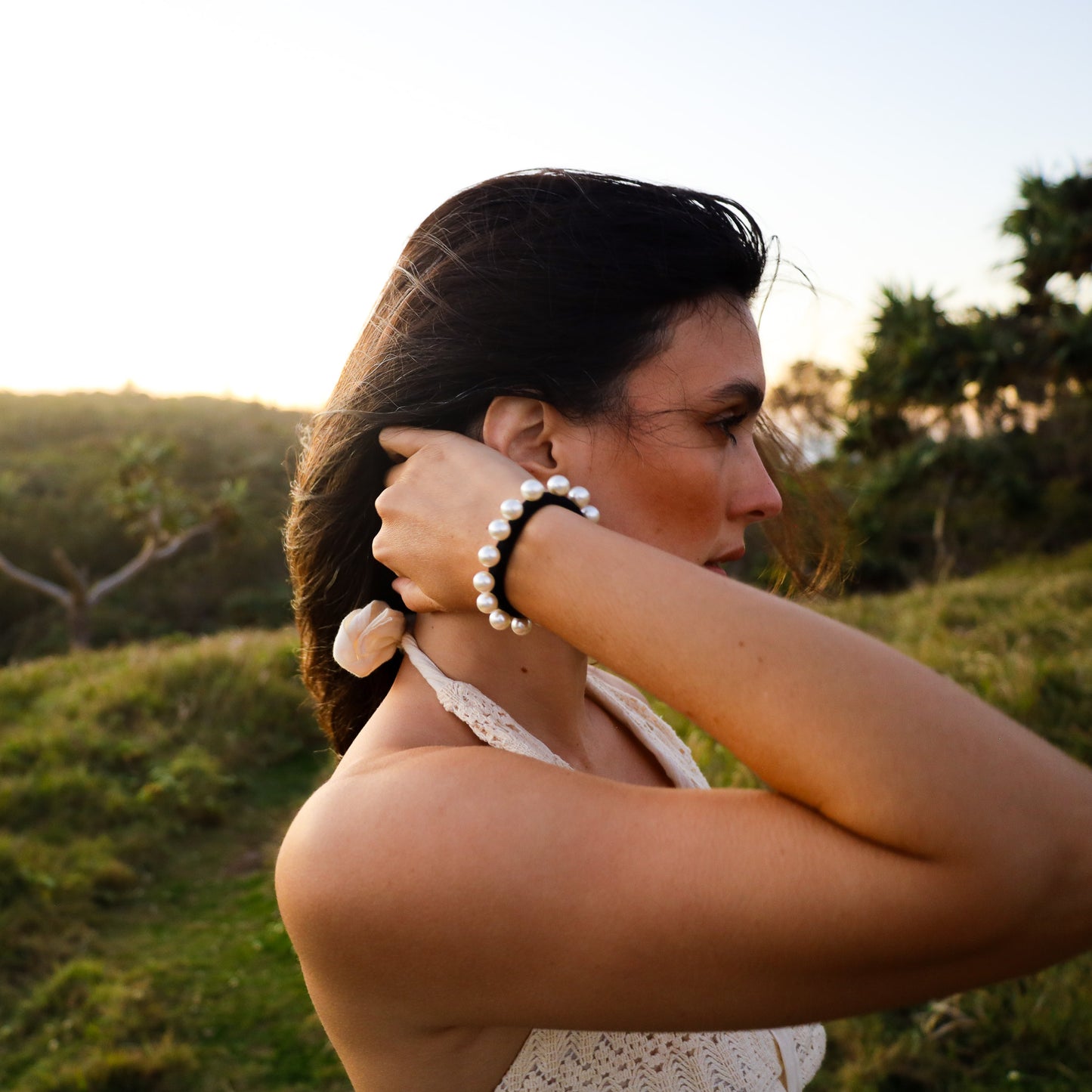 Midnight Black Pearl Hair Tie
