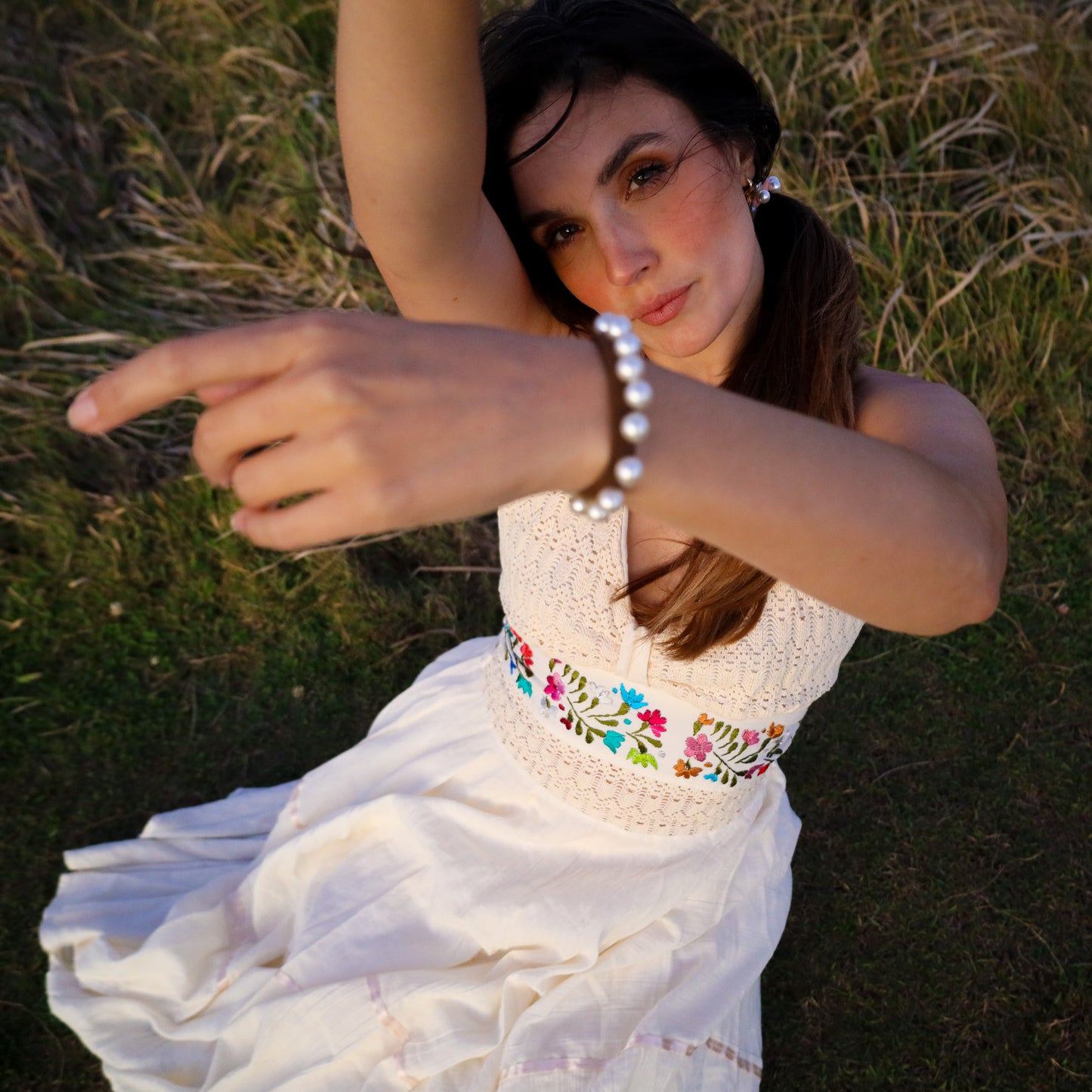 Driftwood Brown Pearl Hair Tie