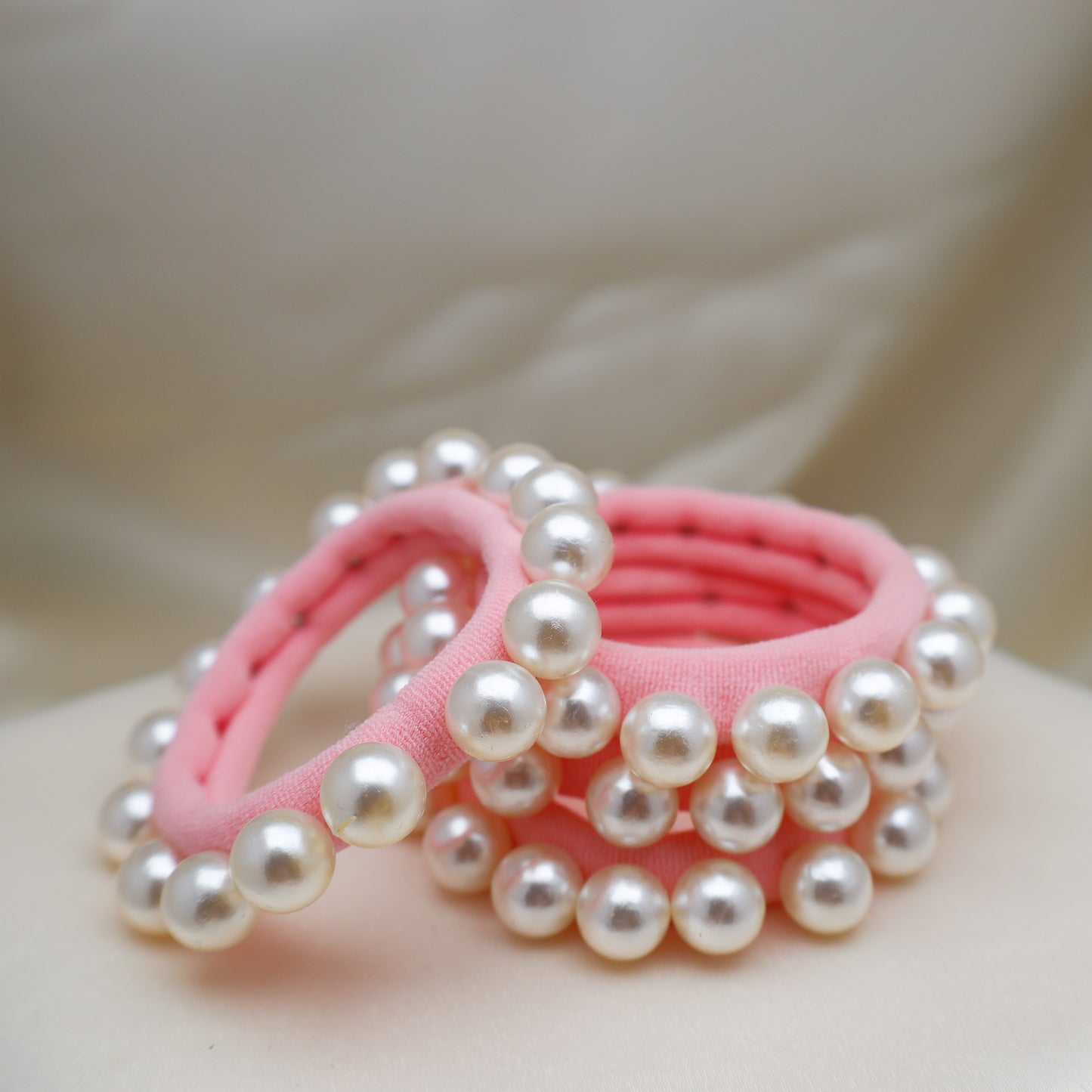 Coral Pink Pearl Hair Tie