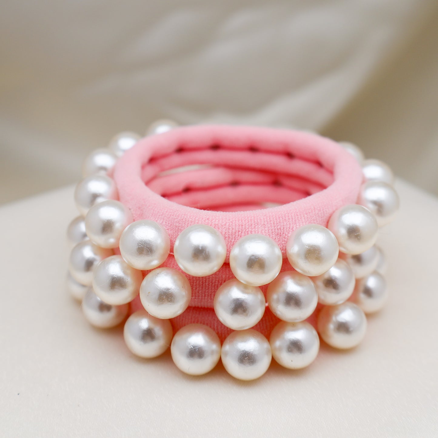 Coral Pink Pearl Hair Tie
