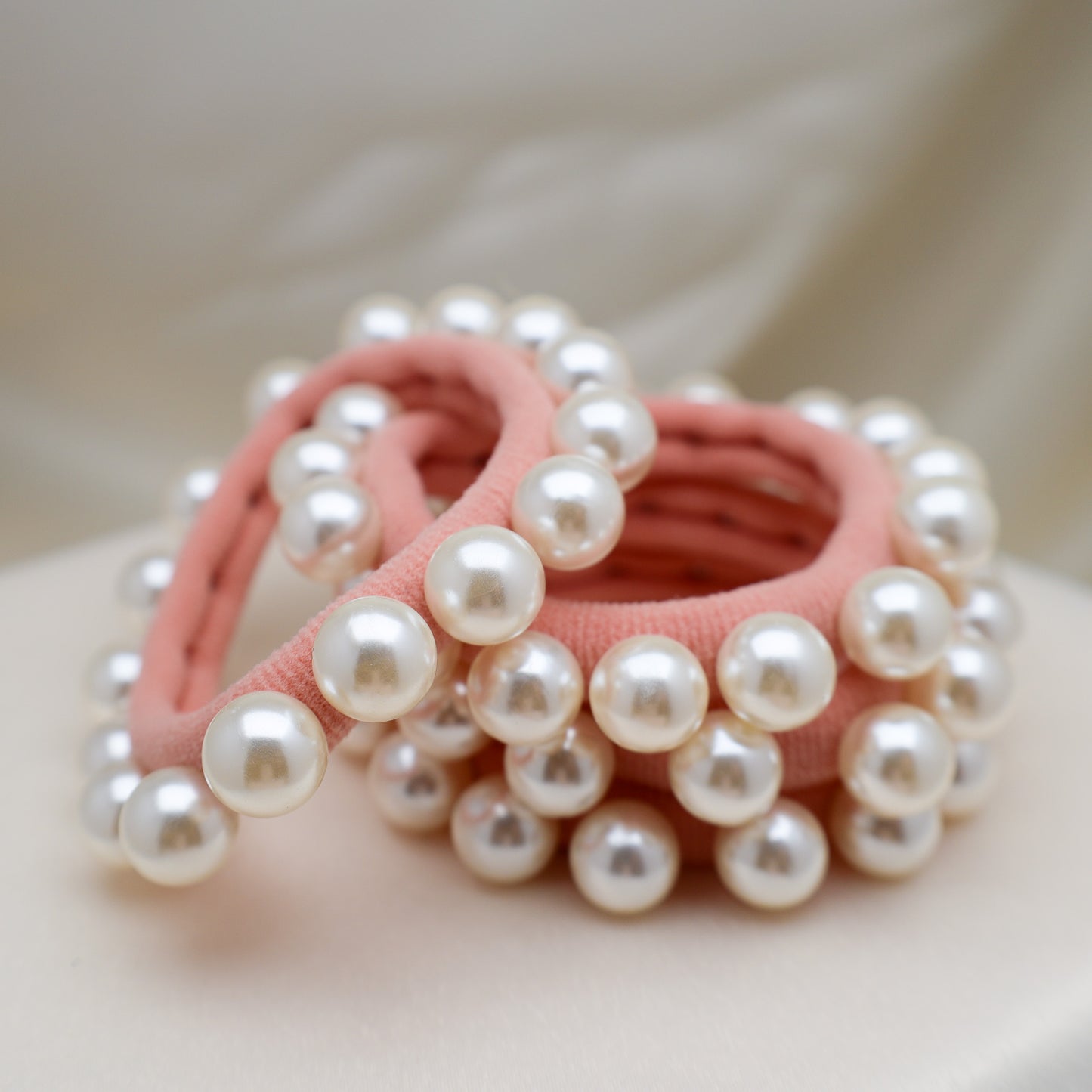Sunset Blush Pink Pearl Hair Tie