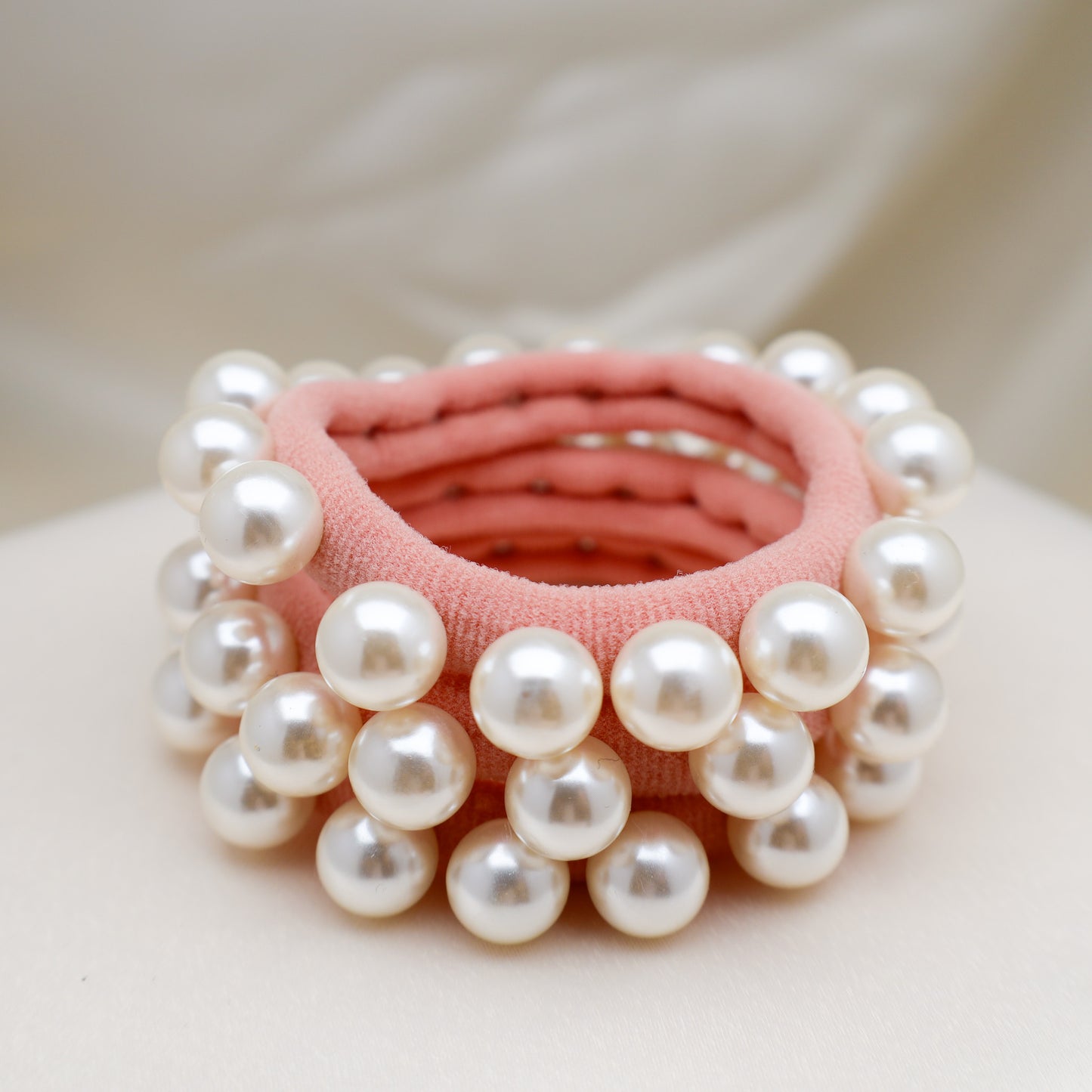 Sunset Blush Pink Pearl Hair Tie