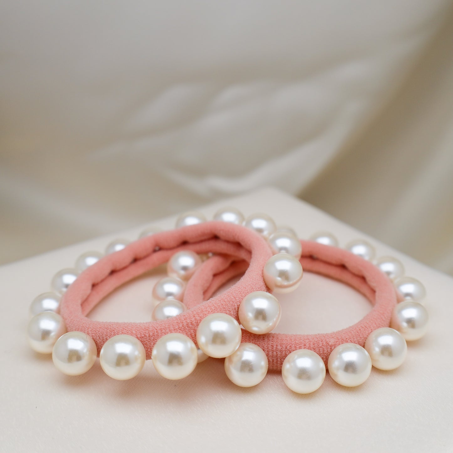 Sunset Blush Pink Pearl Hair Tie