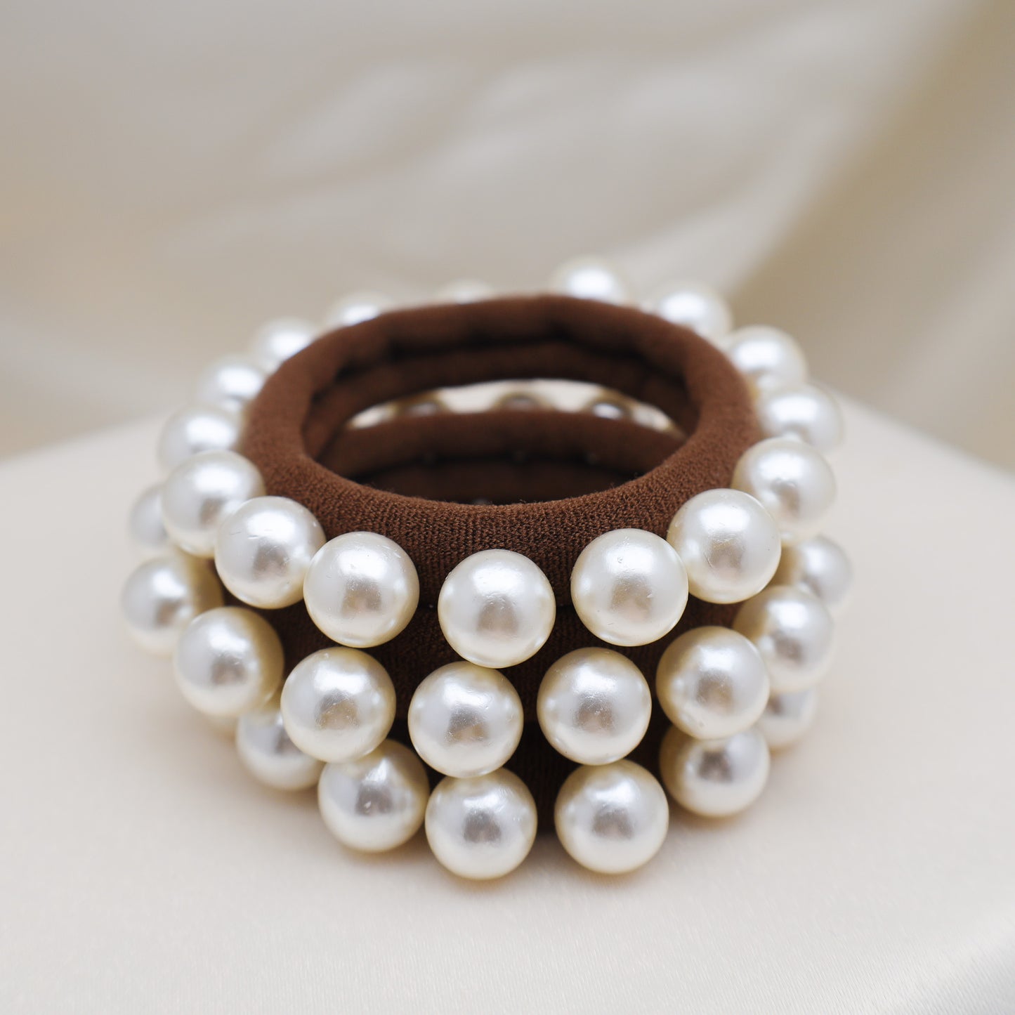 Driftwood Brown Pearl Hair Tie