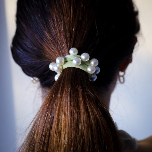 Eucalyptus Green Pearl Hair Tie