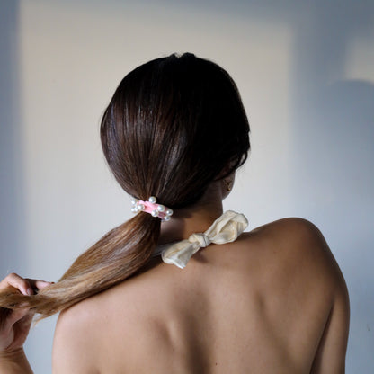 Coral Pink Pearl Hair Tie