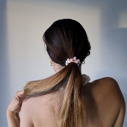 Coral Pink Pearl Hair Tie