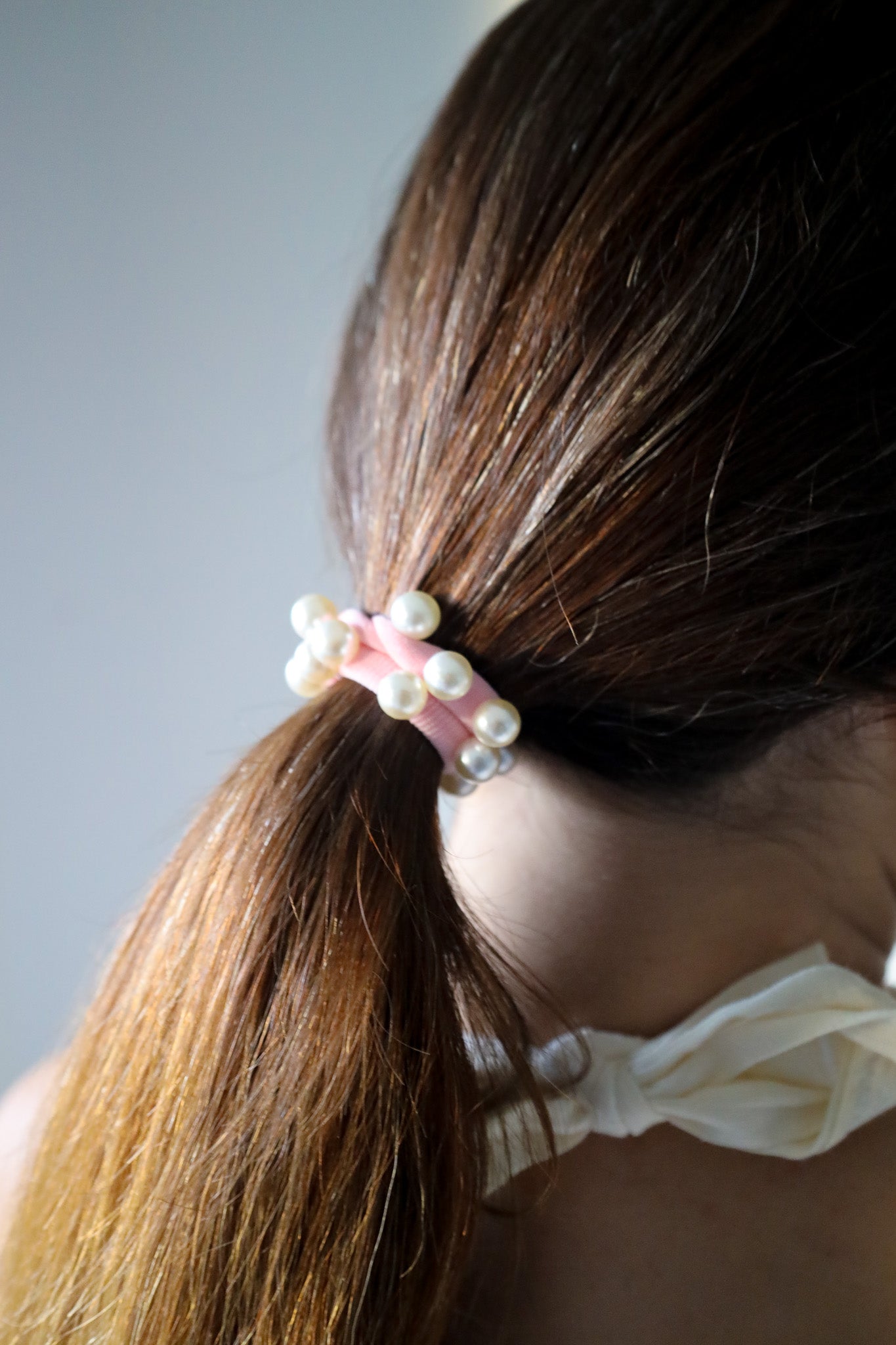 Coral Pink Pearl Hair Tie