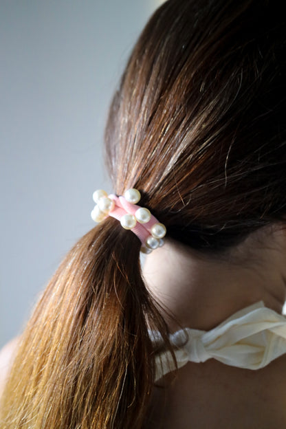 Coral Pink Pearl Hair Tie