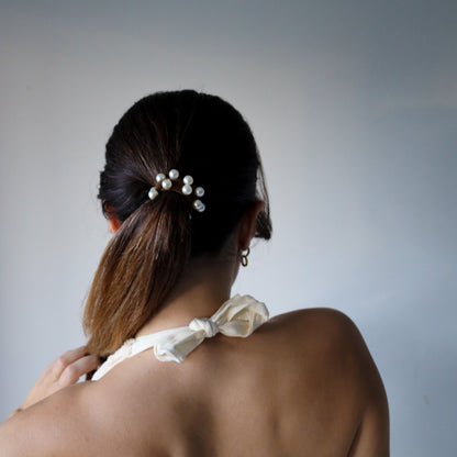 Driftwood Chocolate Brown Pearl Hair Tie