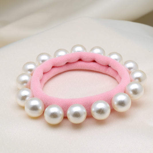 Coral Pink Pearl Hair Tie