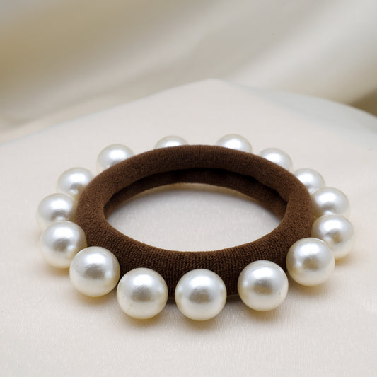 Driftwood Chocolate Brown Pearl Hair Tie