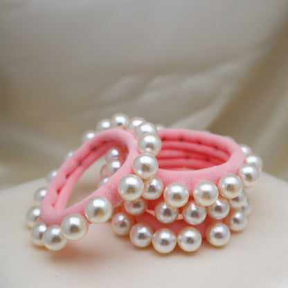 Coral Pink Pearl Hair Tie